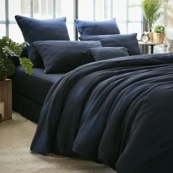 Housse de couette gaze de coton (280 x 240 cm) Gaïa Bleu nuit