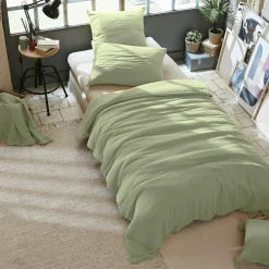 Housse de couette gaze de coton (140 x 200 cm) Gaïa Vert tilleul