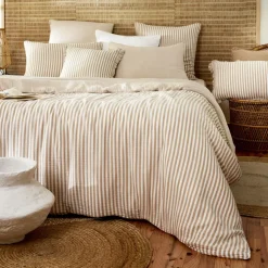 Housse de couette gaze de coton (140 x 200 cm) Gaïa rayures Ficelle