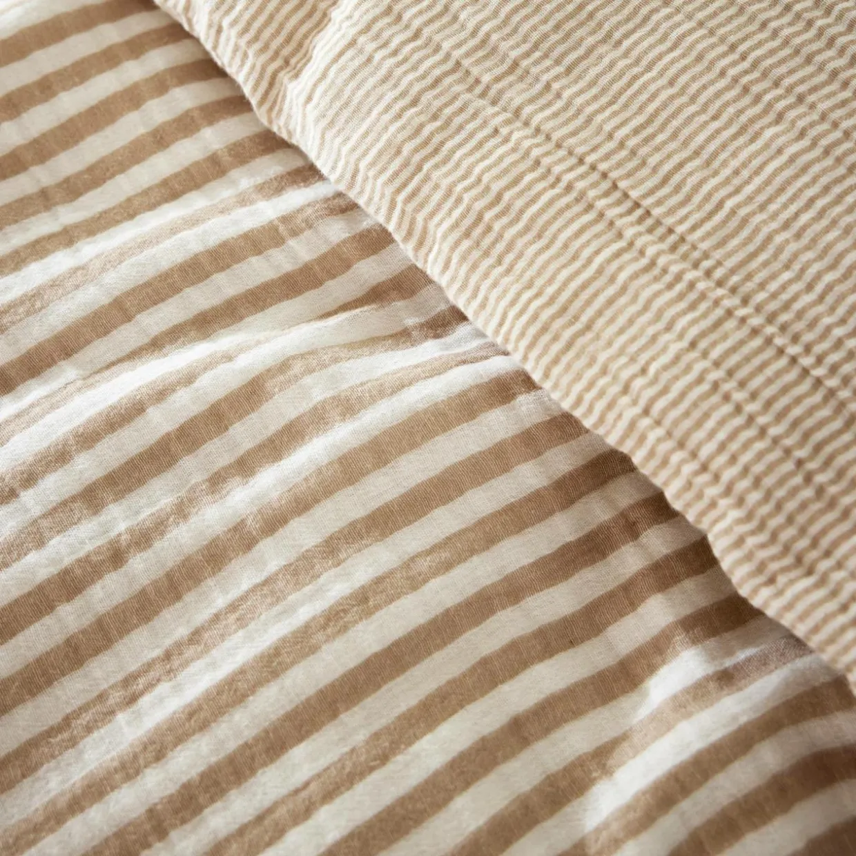 Housse de couette gaze de coton (140 x 200 cm) Gaïa rayures Ficelle