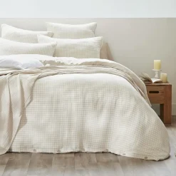 Housse de couette gaze de coton (280 x 240 cm) Gaïa vichy Beige