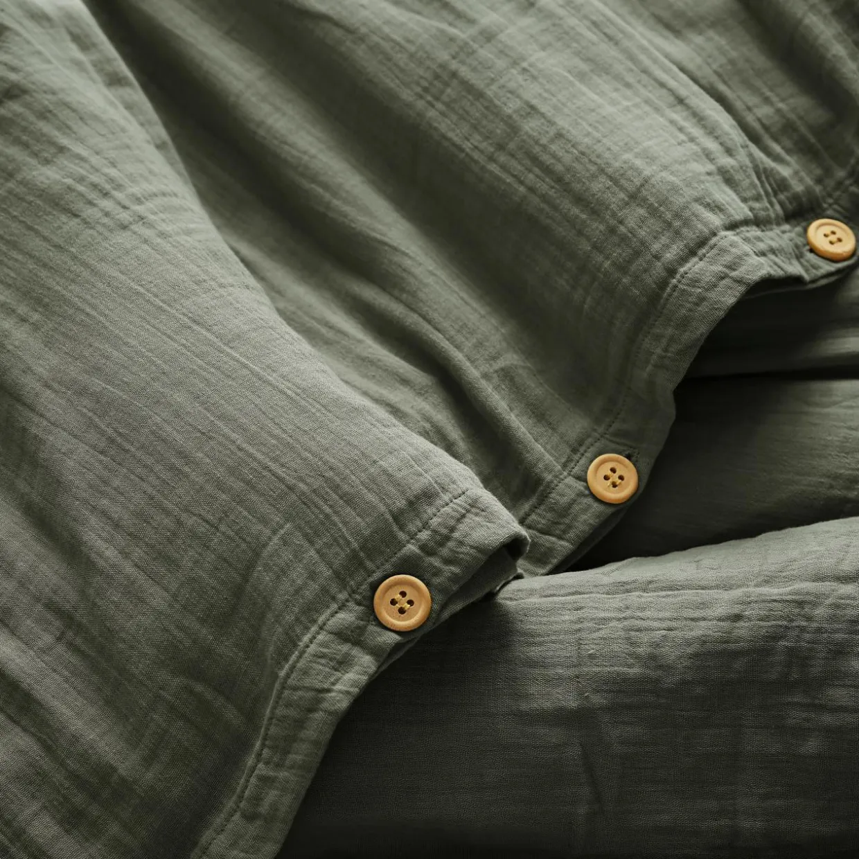 Housse de couette gaze de coton (280 x 240 cm) Gaïa Vert romarin