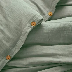 Housse de couette gaze de coton (240 x 220 cm) Gaïa Vert eucalyptus