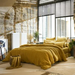 Housse de couette gaze de coton (280 x 240 cm) Gaïa Jaune safran