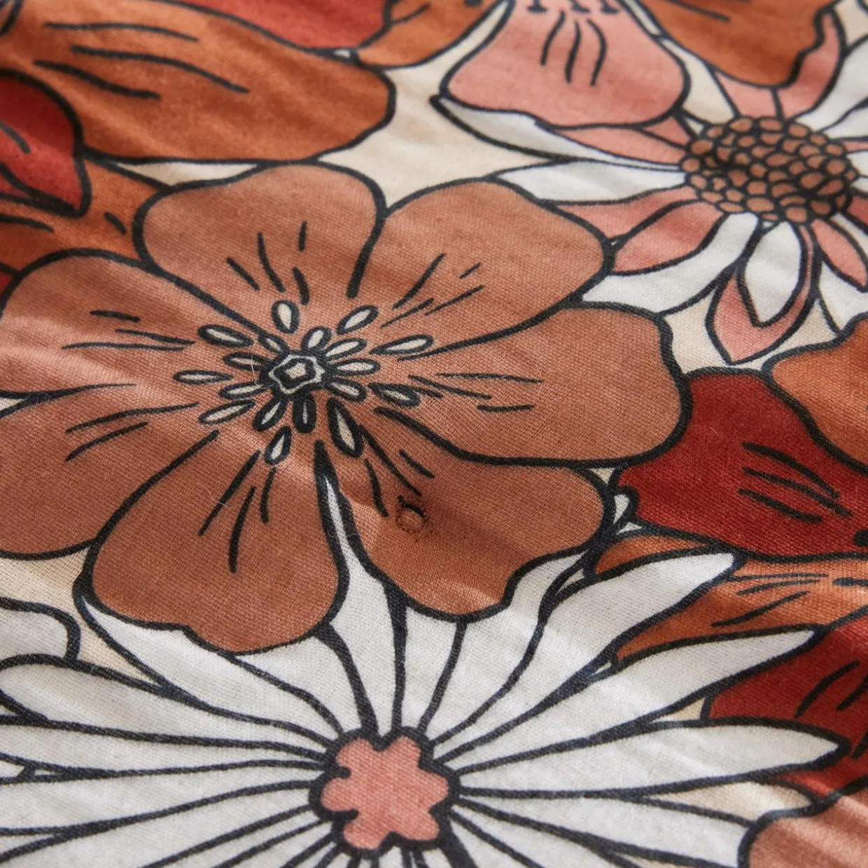 Housse de couette gaze de coton (240 x 220 cm) Gaïa azalée Terracotta