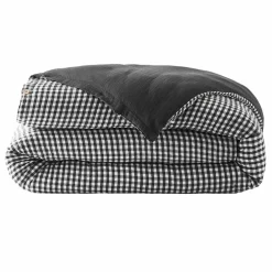 Housse de couette gaze de coton (240 x 220 cm) Gaïa vichy Noir