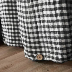 Housse de couette gaze de coton (240 x 220 cm) Gaïa vichy Noir