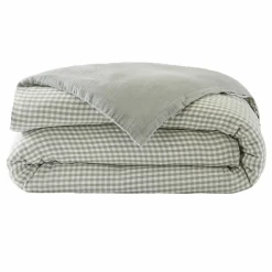 Housse de couette gaze de coton (200 x 200 cm) Gaïa vichy Vert eucalyptus