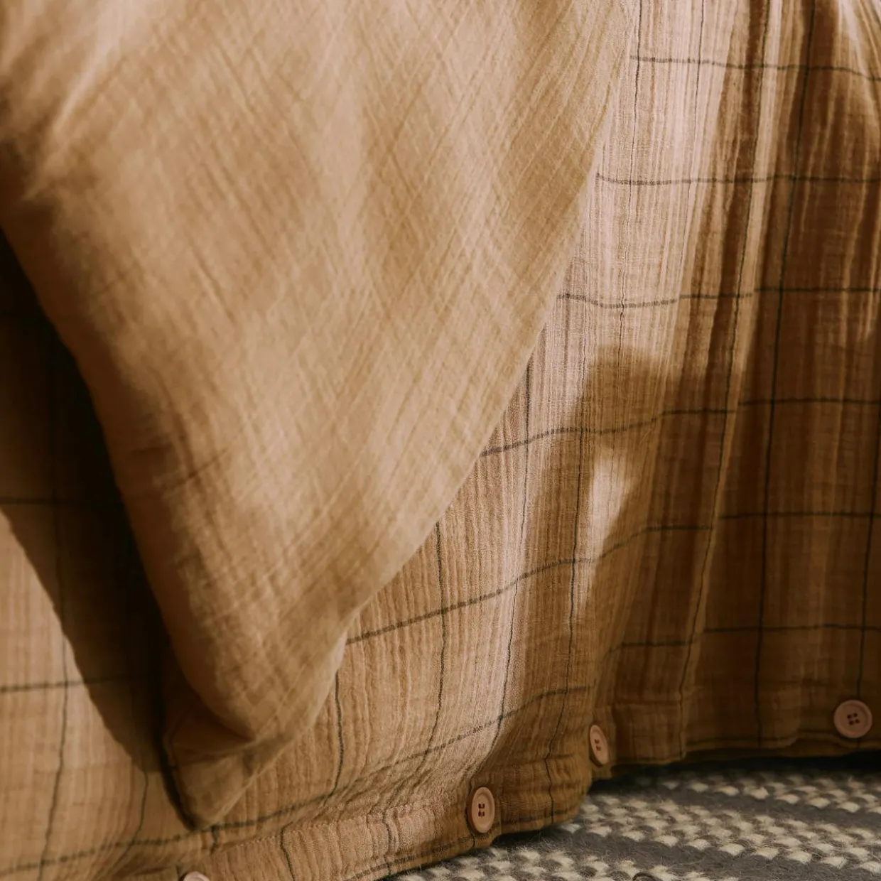 Housse de couette gaze de coton (260 x 240 cm) Gaïa Match Camel