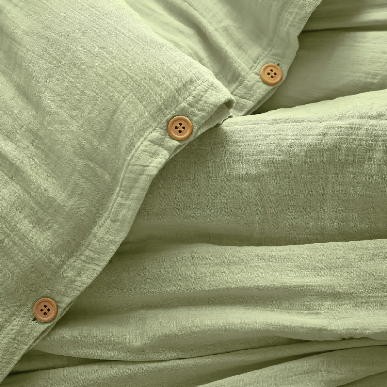Housse de couette gaze de coton (260 x 240 cm) Gaïa Vert tilleul