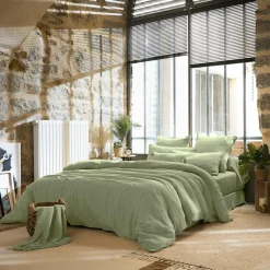 Housse de couette gaze de coton (260 x 240 cm) Gaïa Vert tilleul