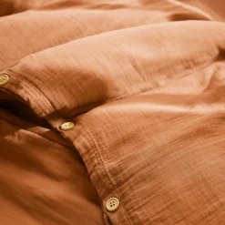Housse de couette gaze de coton (240 x 220 cm) Gaïa Abricot