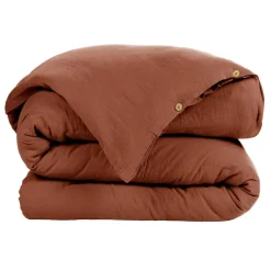 Housse de couette gaze de coton (280 x 240 cm) Gaïa Terracotta