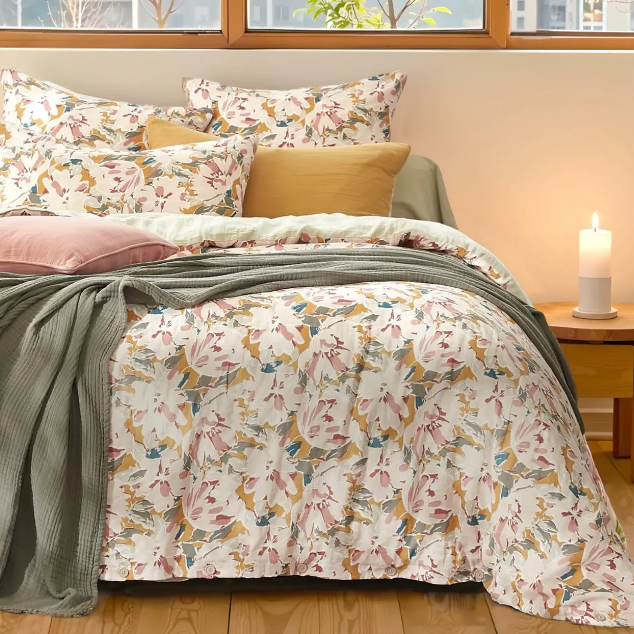 Housse de couette gaze de coton (260 x 240 cm) April Multicolore