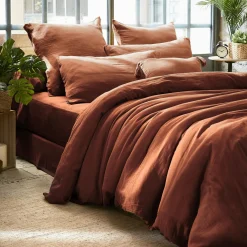 Housse de couette gaze de coton (260 x 240 cm) Gaïa Terracotta