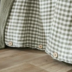 Housse de couette gaze de coton (280 x 240 cm) Gaïa vichy Vert romarin