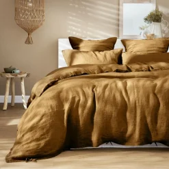 Housse de couette lin lavé (260 x 240 cm) Louise Caramel