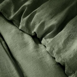 Housse de couette lin lavé (240 x 220 cm) Louise Vert romarin