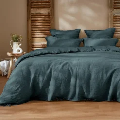 Housse de couette lin lavé (260 x 240 cm) Louise Gris ardoise