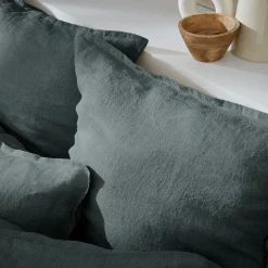Housse de couette lin lavé (260 x 240 cm) Louise Gris ardoise