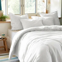 Housse de couette lin lavé (260 x 240 cm) Louise Blanche