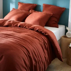 Housse de couette lin lavé (240 x 220 cm) Louise Terracotta