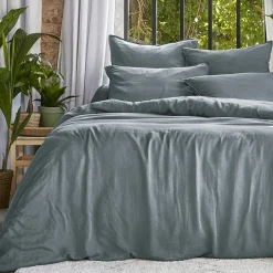 Housse de couette lyocell Tencel™ lavé (260 x 240 cm) Olivia Bleu stone