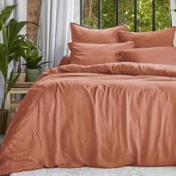 Housse de couette lyocell Tencel™ lavé (280 x 240 cm) Olivia Terracotta
