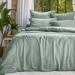 Housse de couette lyocell Tencel™ lavé (280 x 240 cm) Olivia Vert eucalyptus