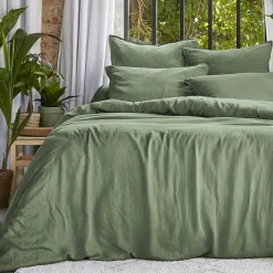 Housse de couette lyocell Tencel™ lavé (200 x 200 cm) Olivia Vert romarin
