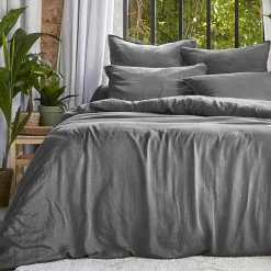 Housse de couette lyocell Tencel™ lavé (260 x 240 cm) Olivia Gris granit