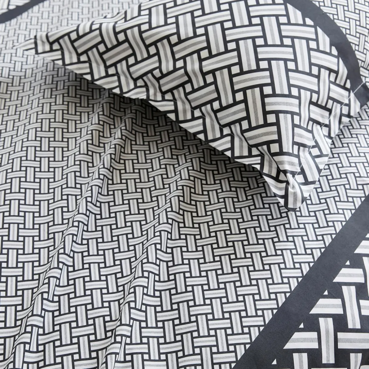 Housse de couette percale de coton (300 x 240 cm) Riviera Grise