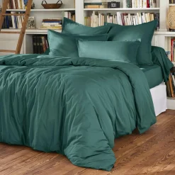 Housse de couette percale de coton (260 x 240 cm) Cali Bleu canard