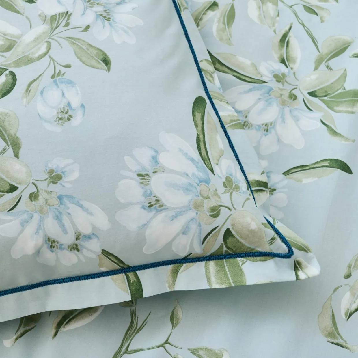 Housse de couette percale de coton (280 x 240 cm) Eléna Nil Verte