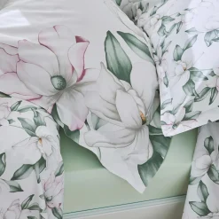 Housse de couette percale de coton (260 x 240 cm) Magnolia Vert sauge