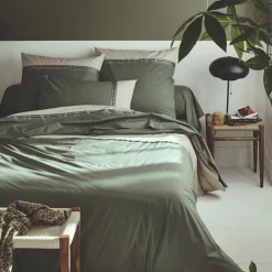 Housse de couette percale de coton (280 x 240 cm) Noa Vert kaki