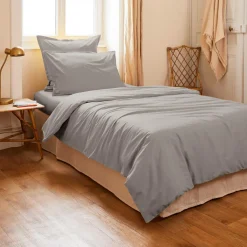 Housse de couette percale de coton (140 x 200 cm) Cali Gris clair