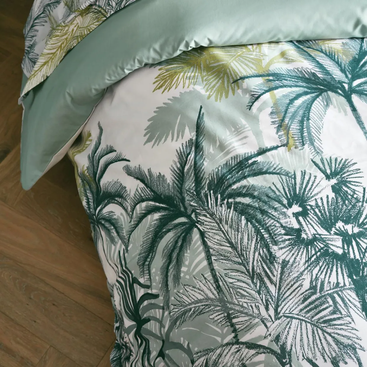 Housse de couette percale de coton (300 x 240 cm) Trinidad Mousson Verte
