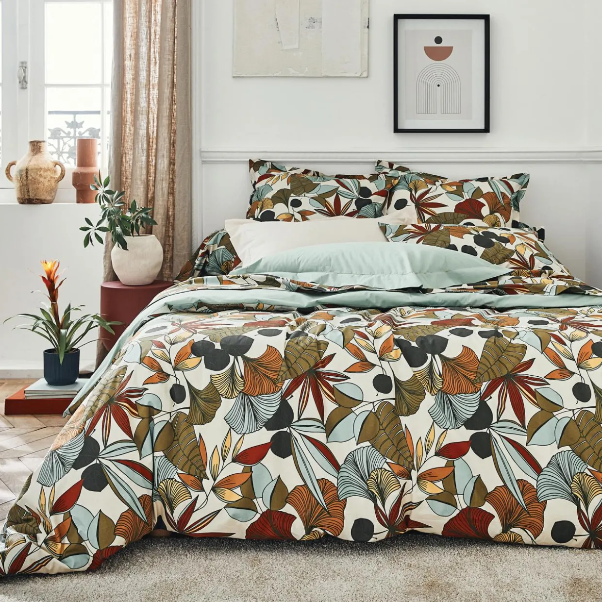 Housse de couette percale de coton (240 x 220 cm) Cascade Multicolore