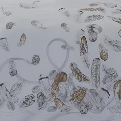 Housse de couette percale de coton (260 x 240 cm) Plumes Grise