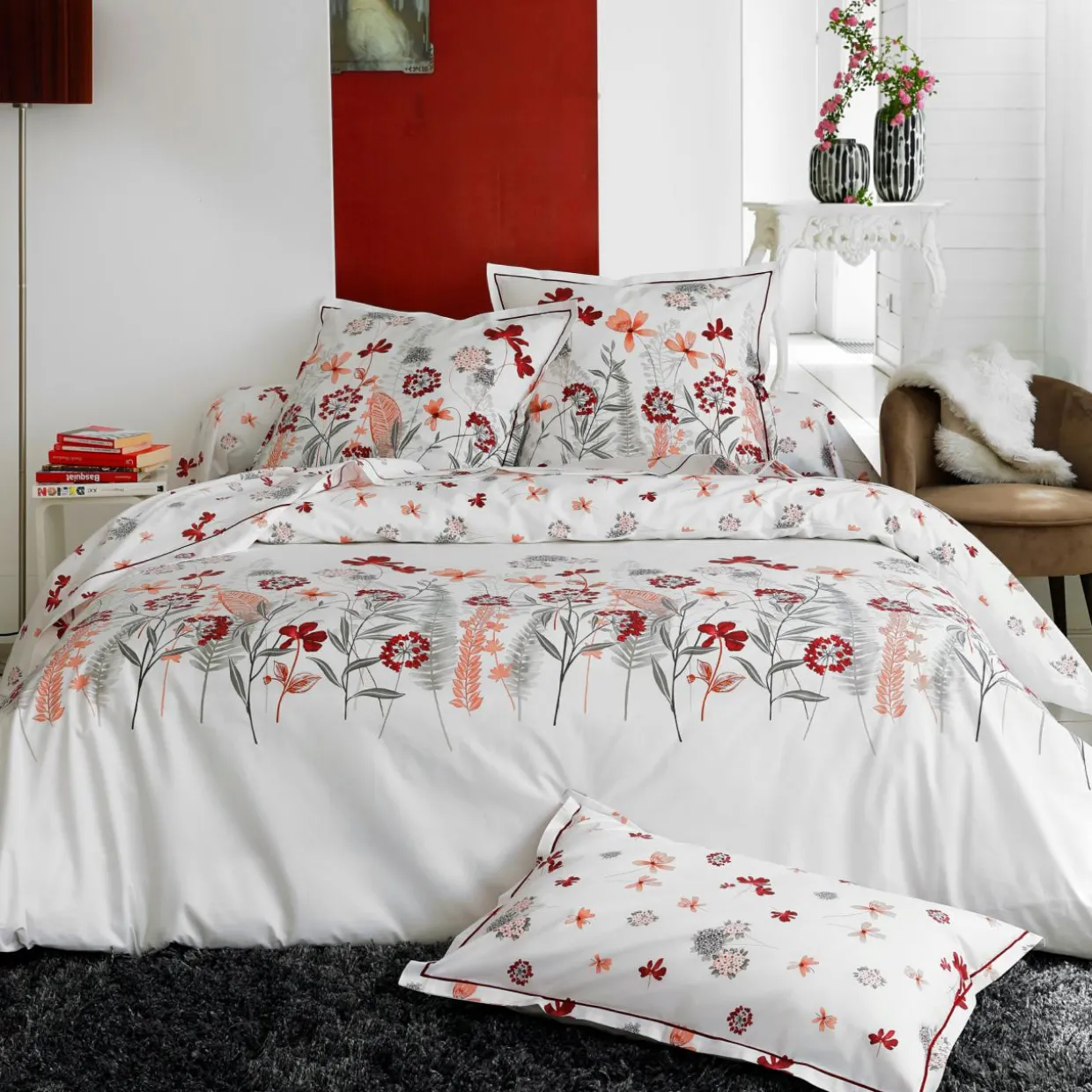 Housse de couette percale de coton (200 x 200 cm) Petite Folie Rouge
