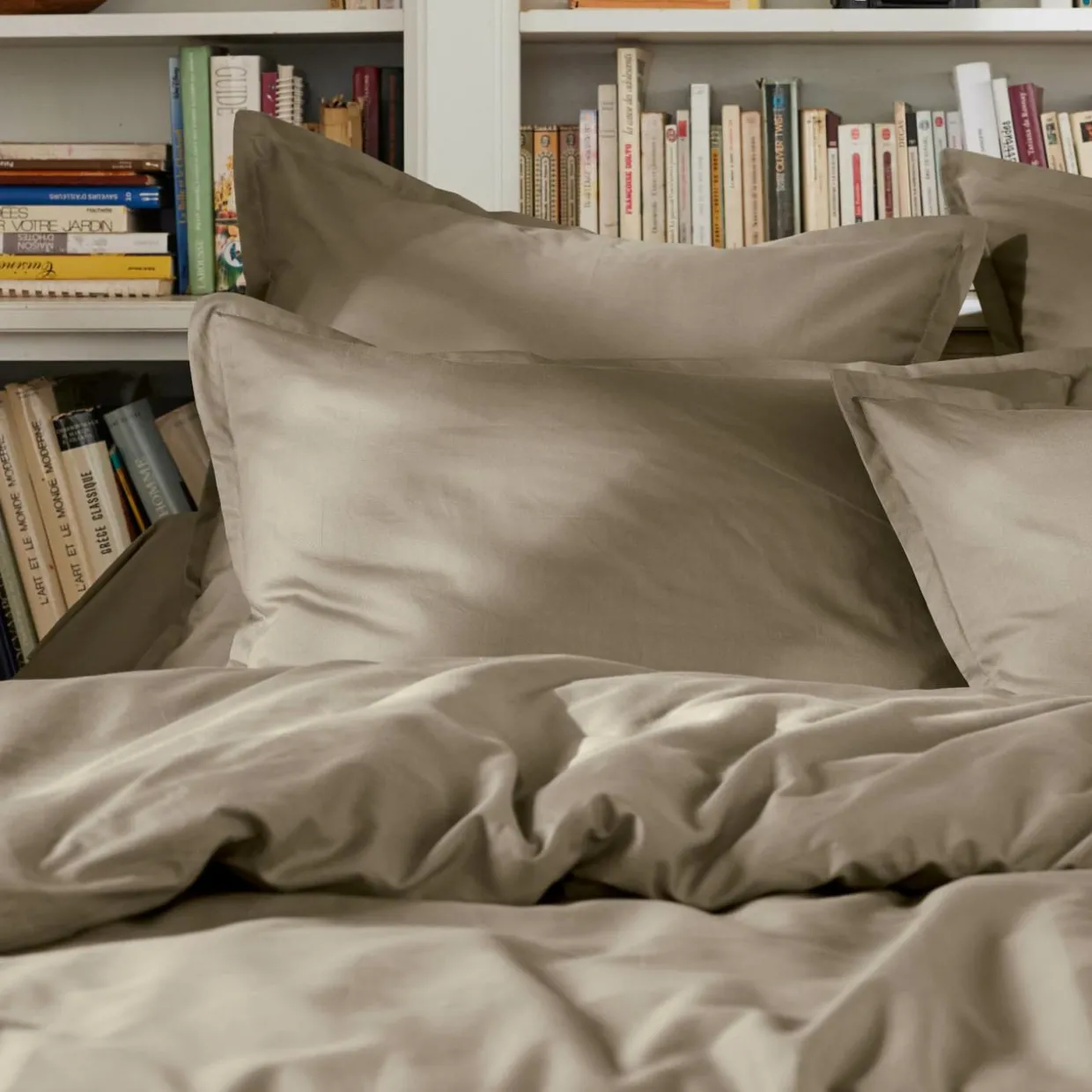 Housse de couette percale de coton (240 x 220 cm) Cali Taupe