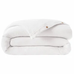 Housse de couette quadruple gaze de coton (280 x 240 cm) Victoria x Gaïa Blanc chantilly