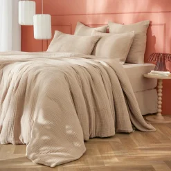 Housse de couette quadruple gaze de coton (260 x 240 cm) Victoria x Gaïa Ficelle