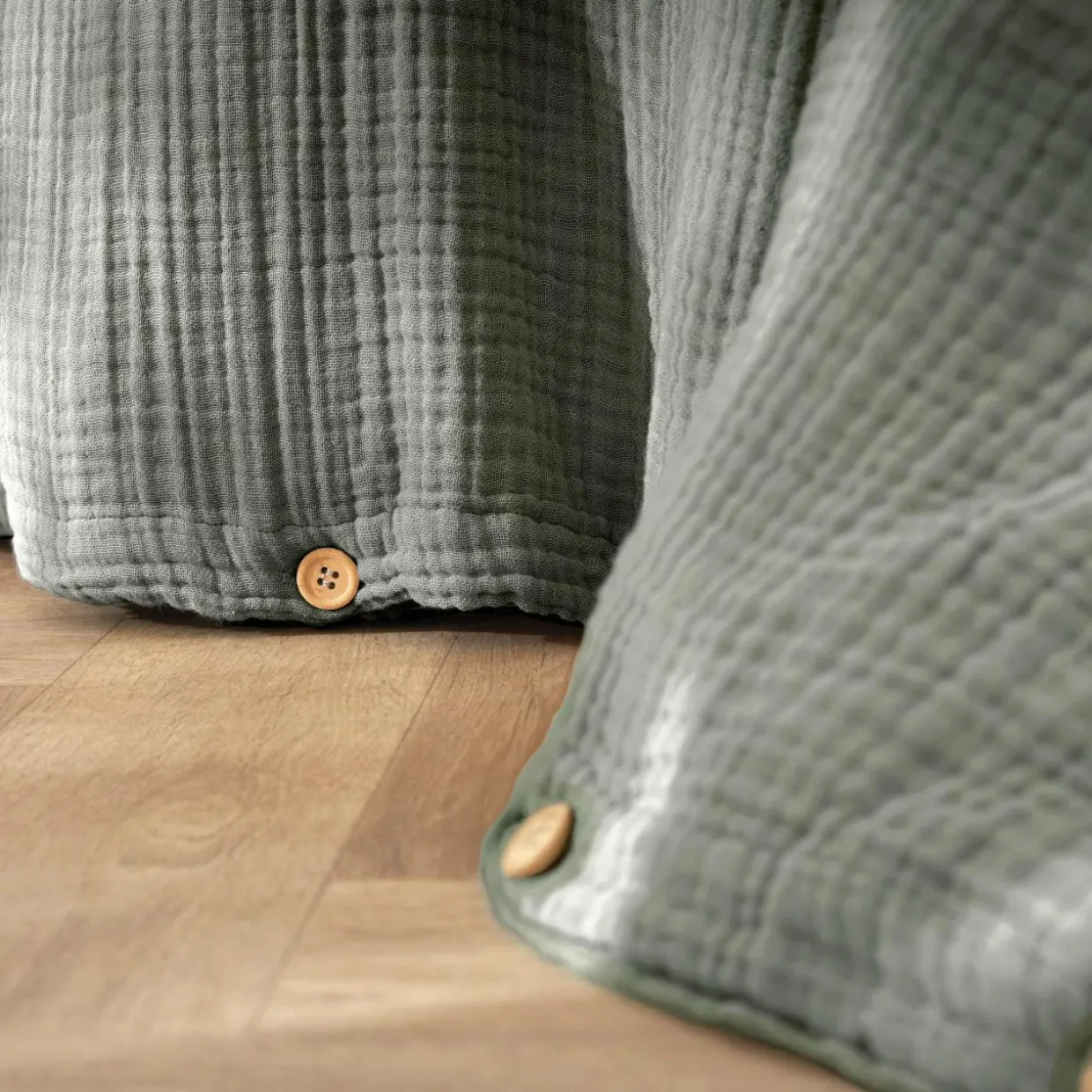 Housse de couette quadruple gaze de coton (260 x 240 cm) Victoria x Gaïa Vert romarin