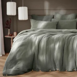 Housse de couette quadruple gaze de coton (260 x 240 cm) Victoria x Gaïa Vert romarin