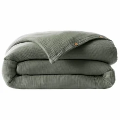 Housse de couette quadruple gaze de coton (280 x 240 cm) Victoria x Gaïa Vert romarin