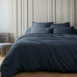 Housse de couette satin de bambou (260 x 240 cm) Sienna Bleu nuit