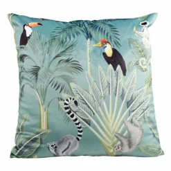 Housse de coussin carrée (40 x 40 cm) Jungle Bleue