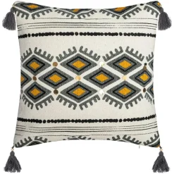 Housse de coussin carrée coton (40 x 40 cm) Azteq Pampil Ecru